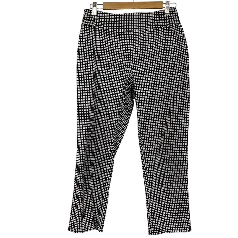 Chicos So Slimming Black & White Plaid Womens Flat Front Trouser Dress Pants 0